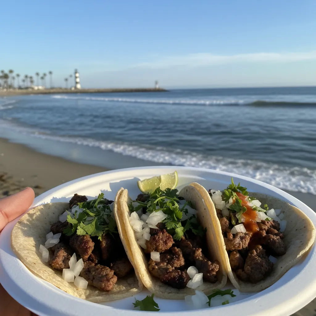 Close up of affordable street tacos in Long Beach
