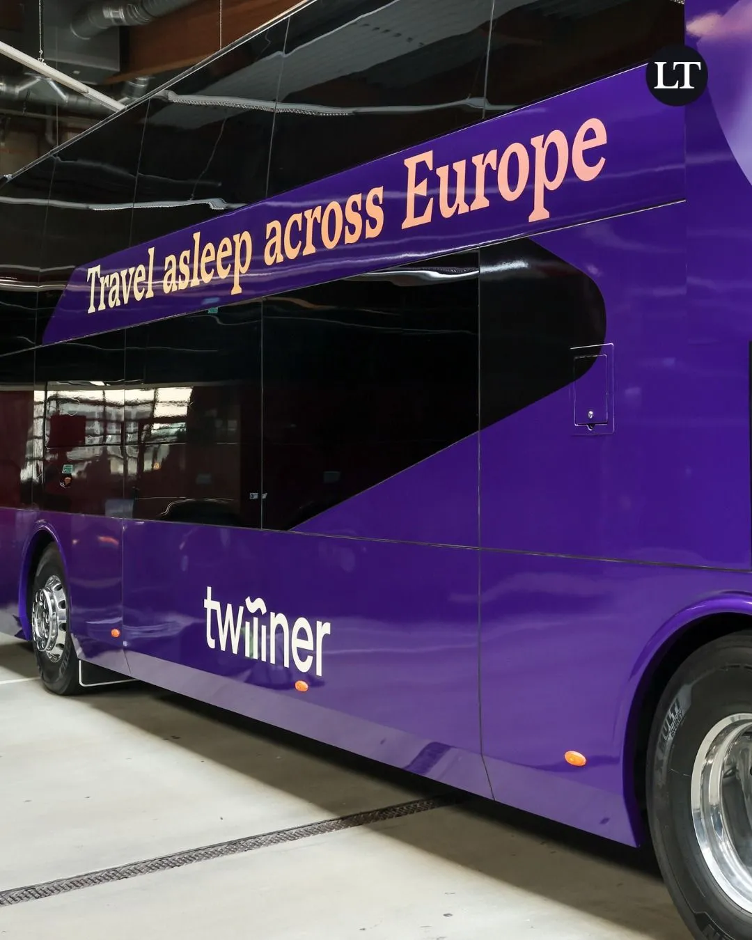 Public bus driving through green countryside in Luxembourg