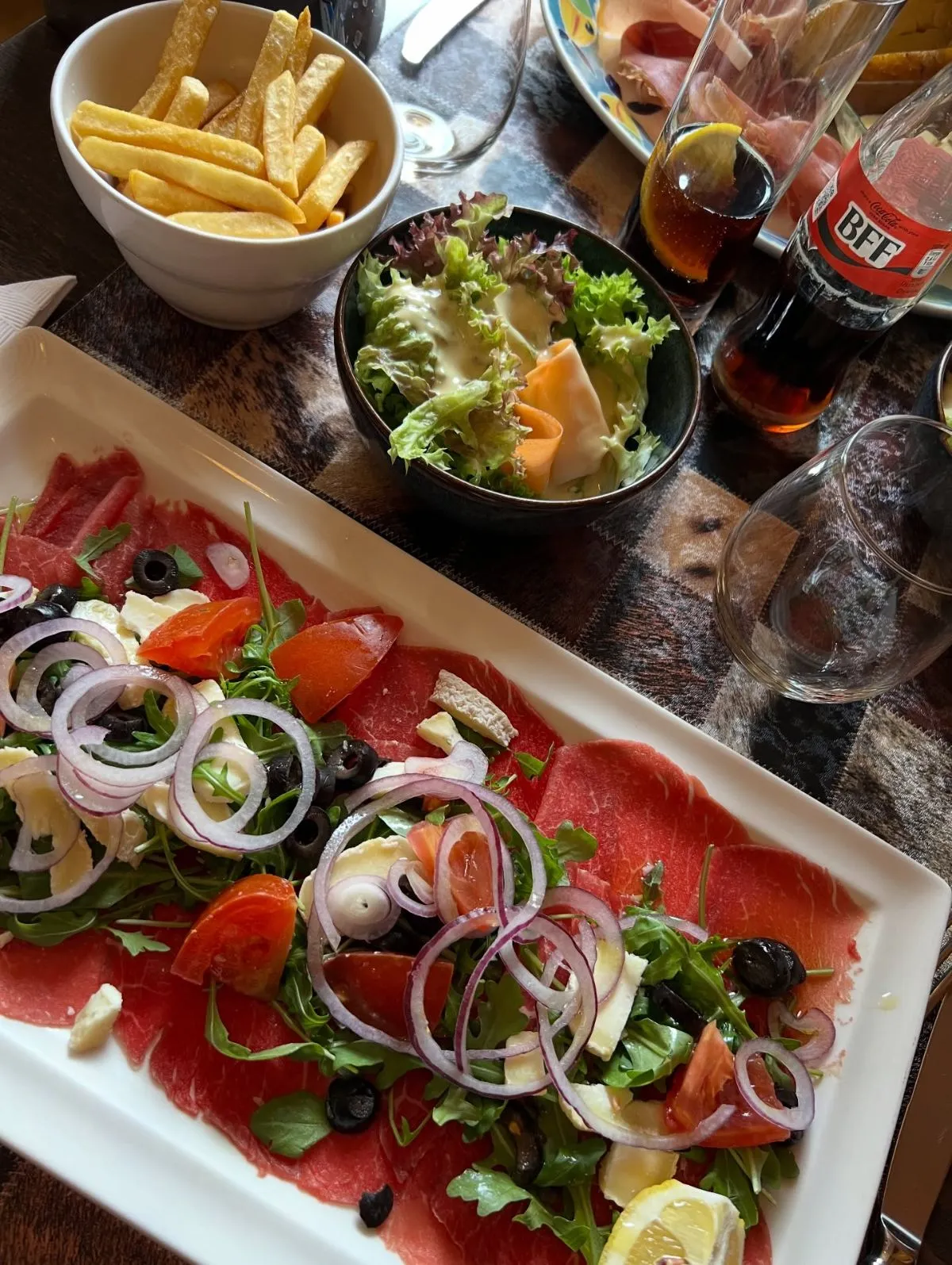 Bright and airy casual dining space with fresh food stations