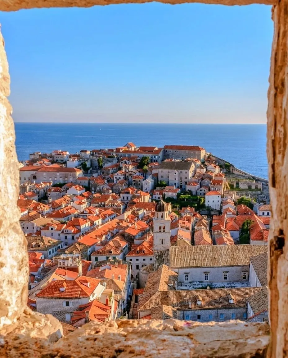 Historic stone street in a Croatian island town during the spring