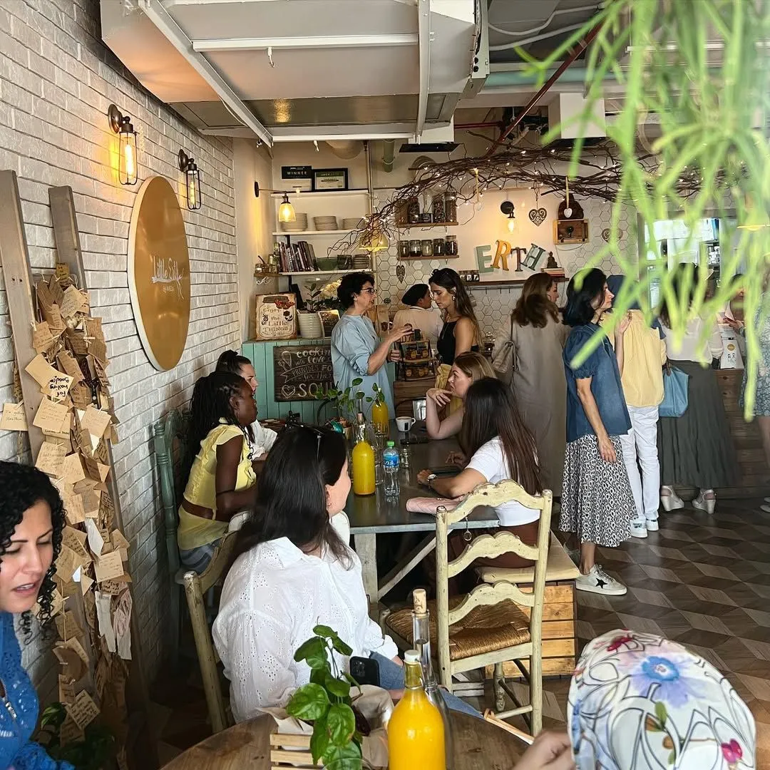 The cozy, bohemian interior of Little Erth by NABZ&G in Jumeirah Lake Towers, Dubai.