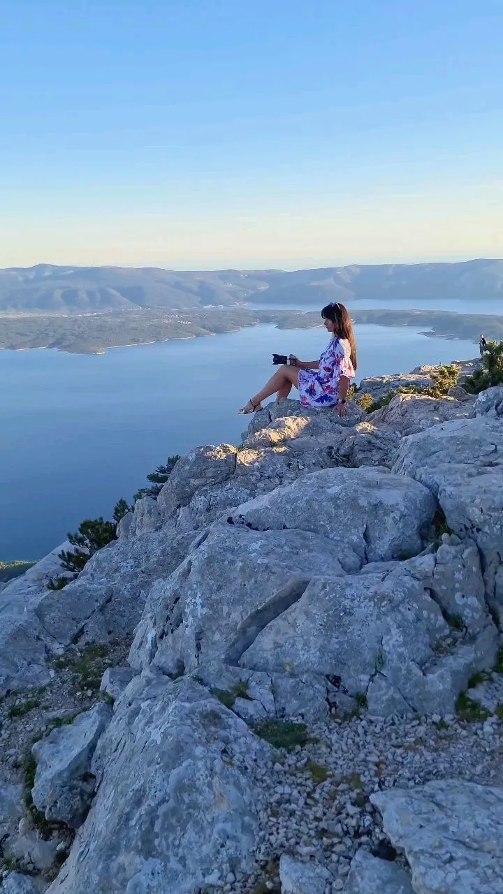 Panoramic view of the Adriatic Sea from a mountain peak in Croatia