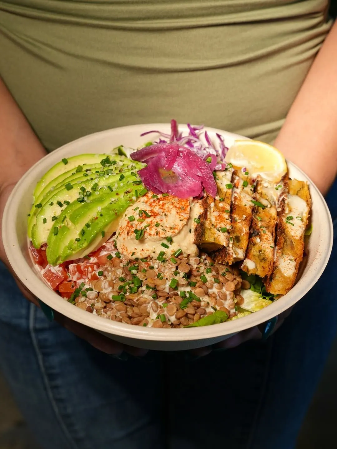 Vibrant vegan poke bowl at Vibe Cafe City Walk