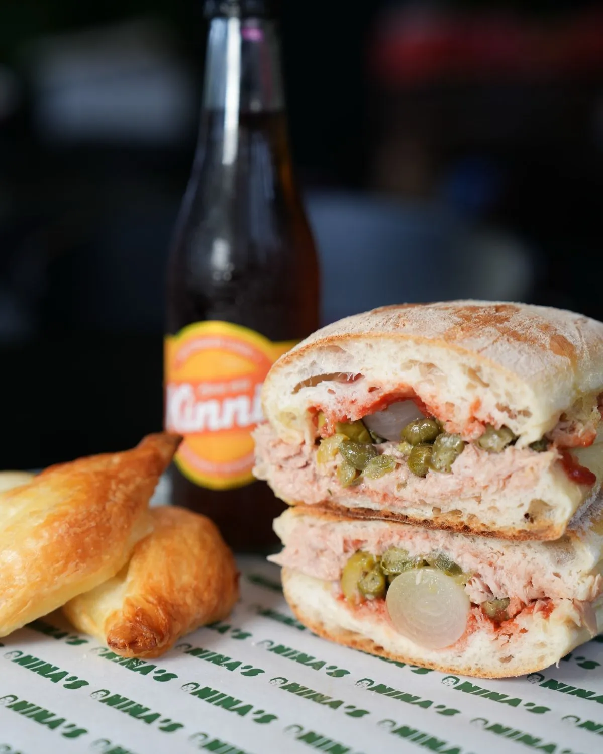 Traditional Maltese open sandwich with tuna and fresh herbs