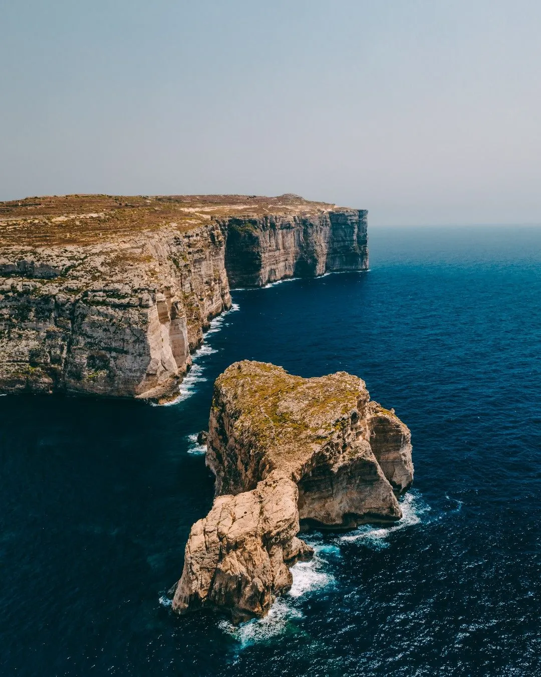 Fungus Rock in the sea at Dwejra Bay Gozo