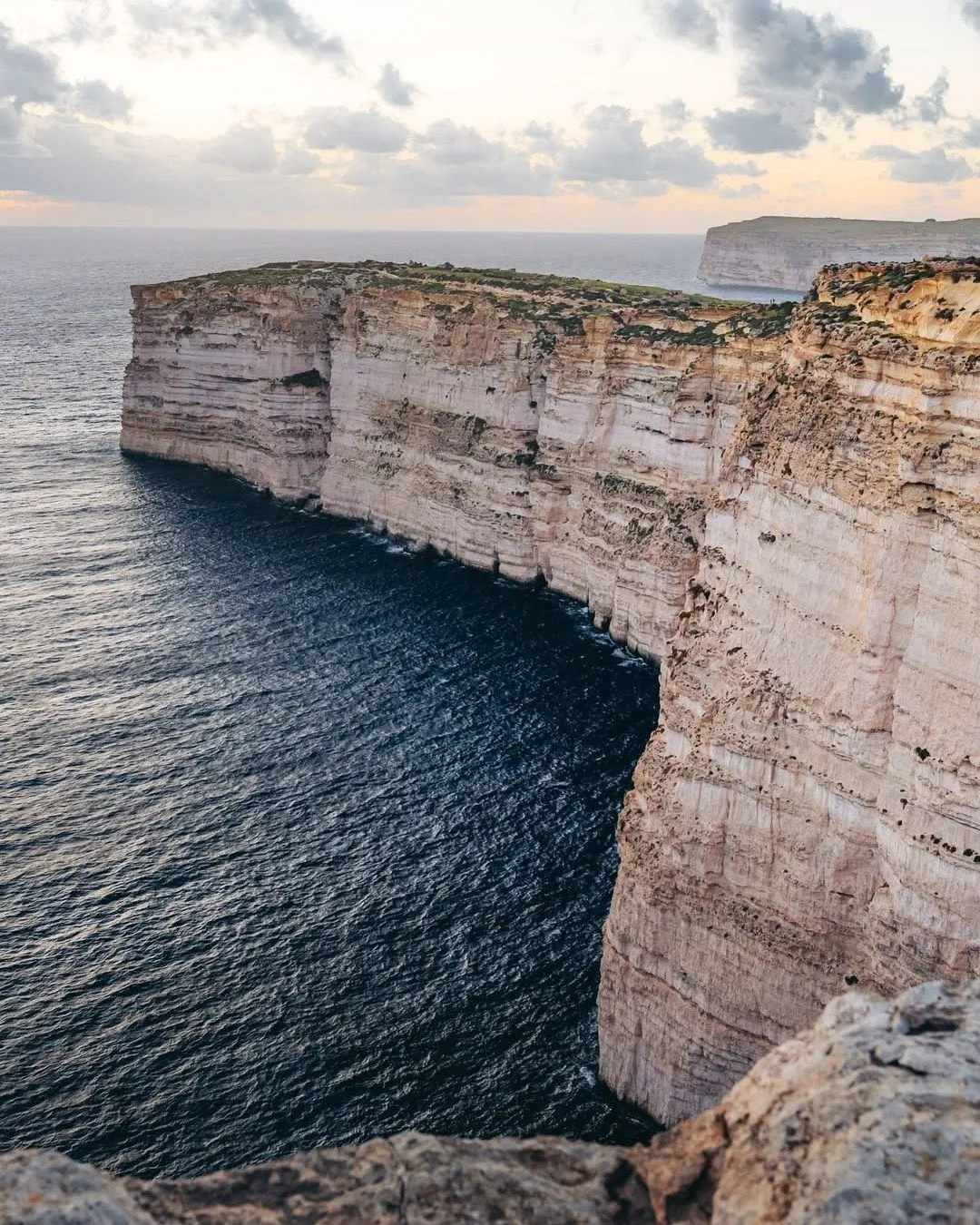 Steep limestone cliffs of Gozo overlooking the Mediterranean Sea