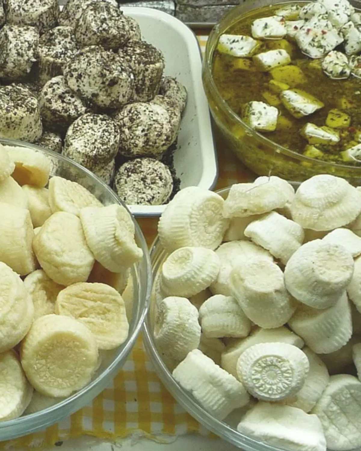 Fresh Gbejna sheep cheese served on a rustic table in Gozo Malta