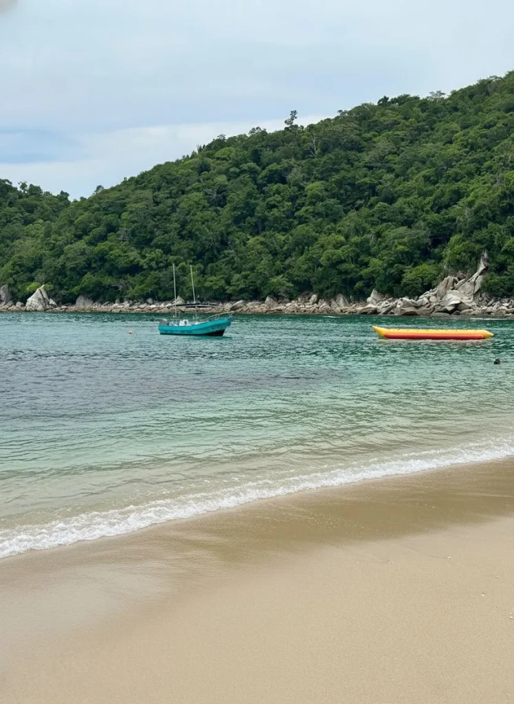 Approaching the secluded Playa Riscalillo by boat