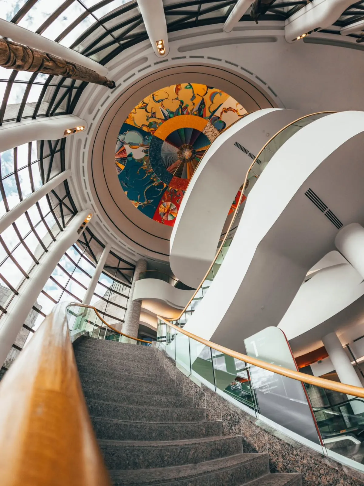 Sweeping glass architecture and indigenous art inside a Canadian national museum