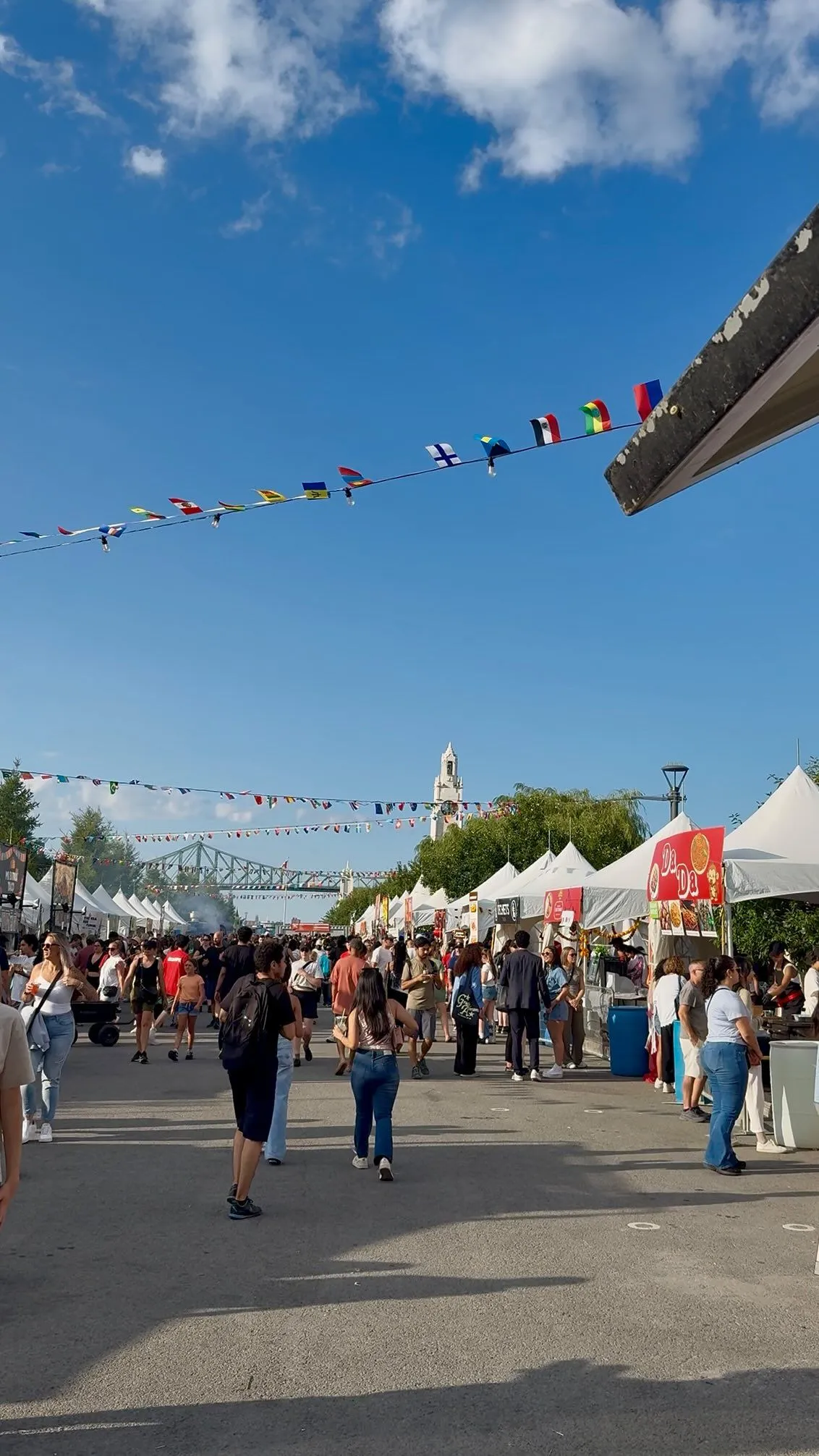 A lively street festival in Montreal at dusk