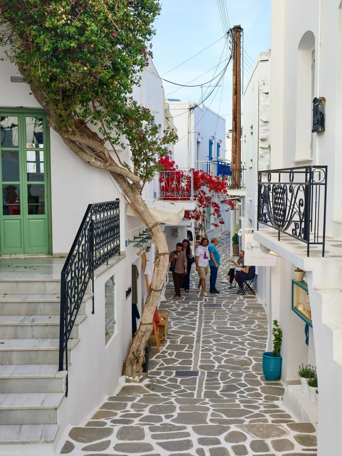Narrow stone corridors and arches in the Kastro district of Parikia