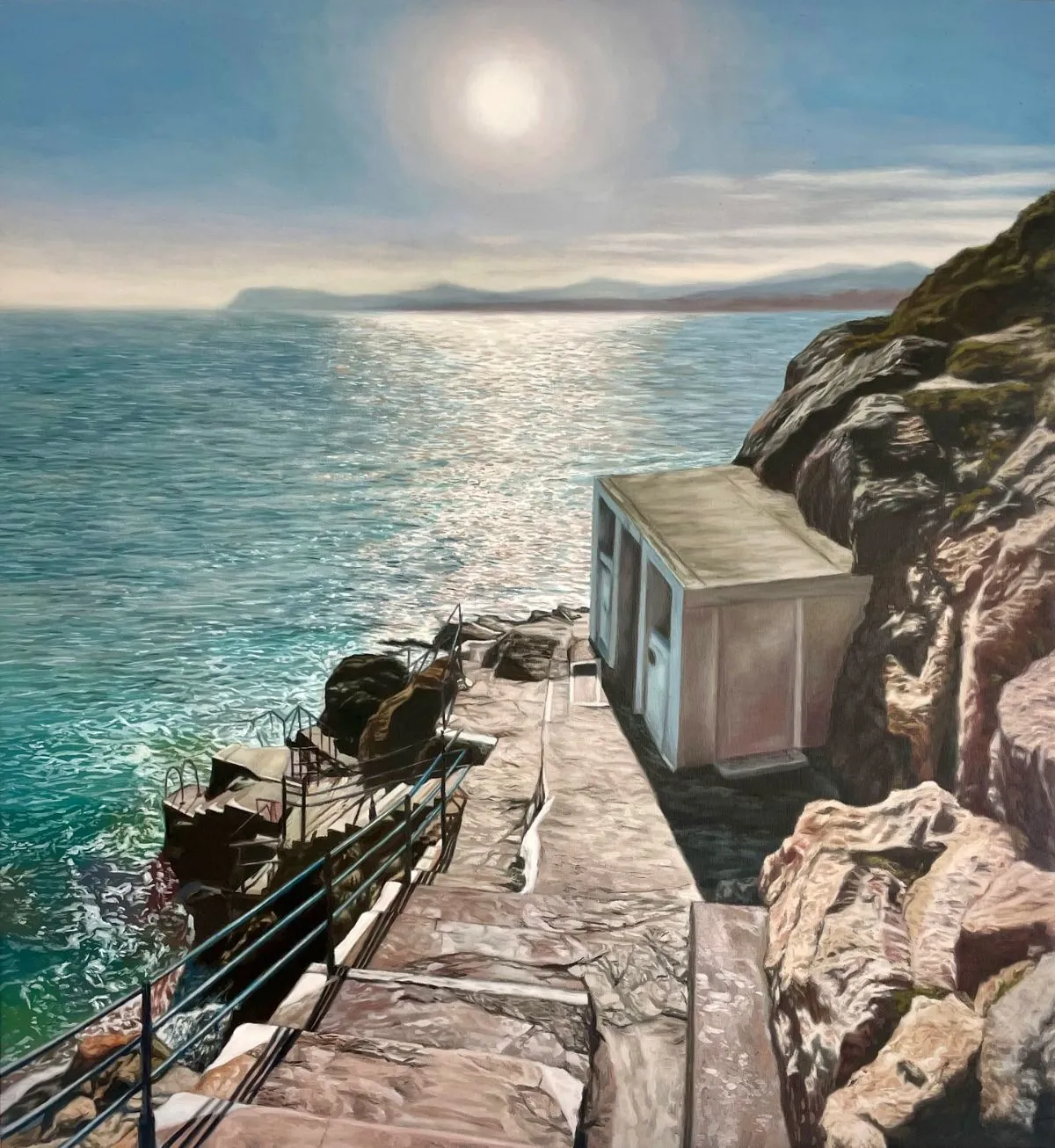 Stone steps leading to the ocean at Vico Baths in Killiney