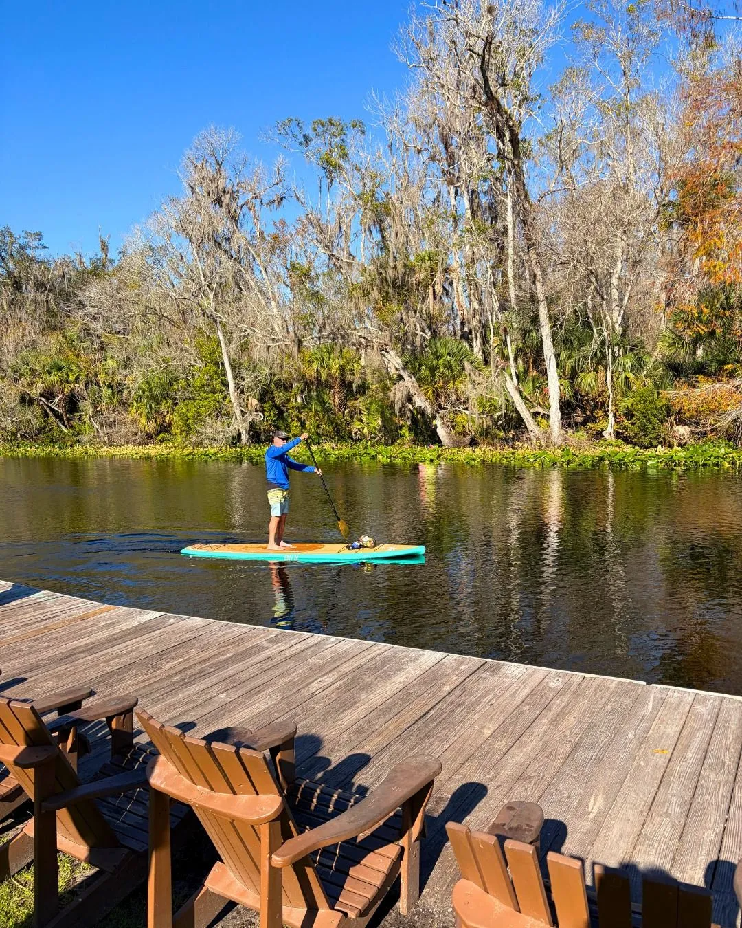 Paddleboards waiting at a rustic dock in a Basque fishing village near Urdaibai