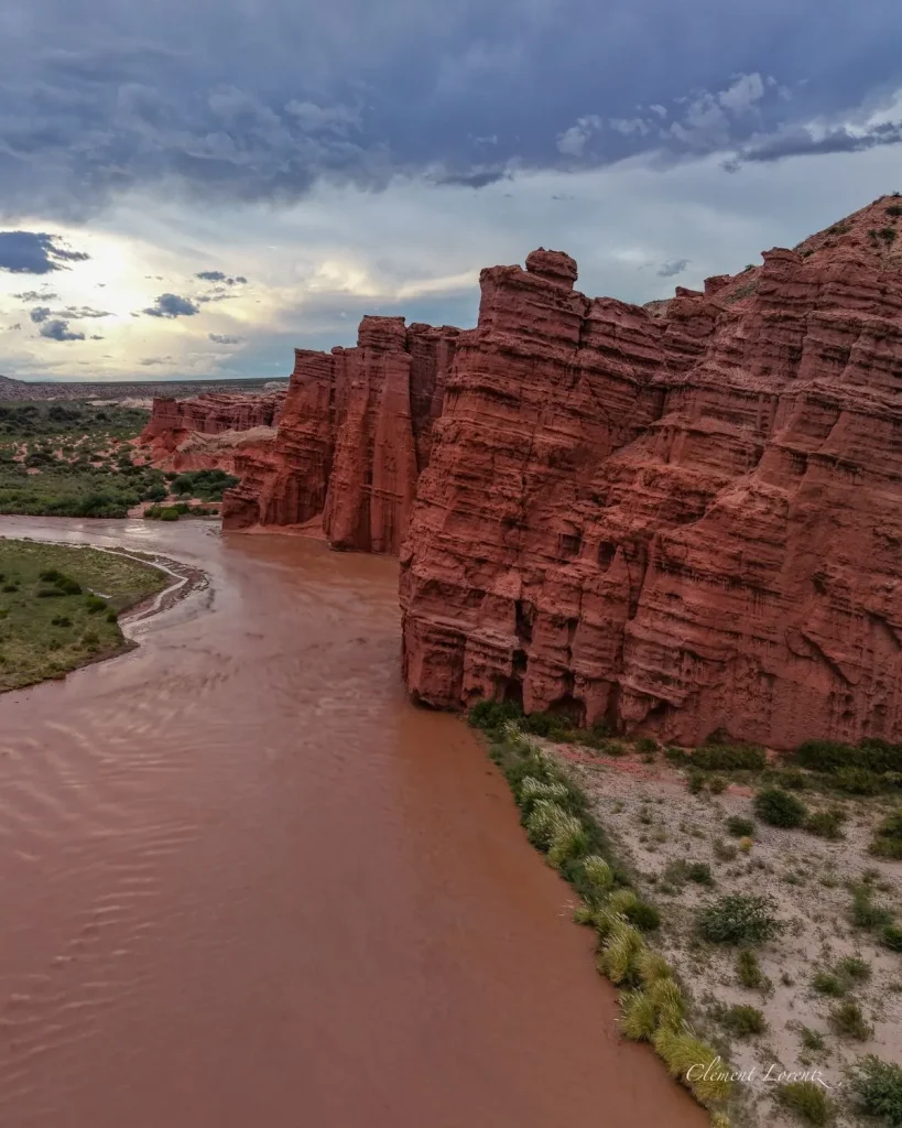 Stunning golden cliffs overlooking the Parana river beach in Empedrado
