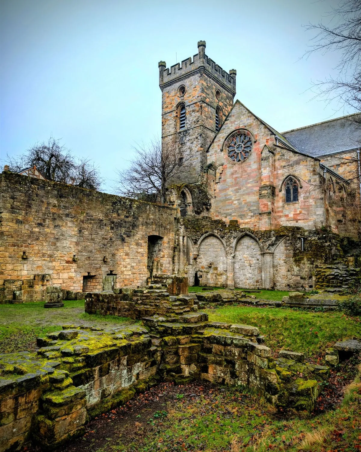 The ancient stone ruins of Culross Abbey in Scotland.