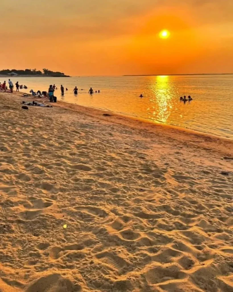 Golden sandbanks of Paso de la Patria river beach in Corrientes