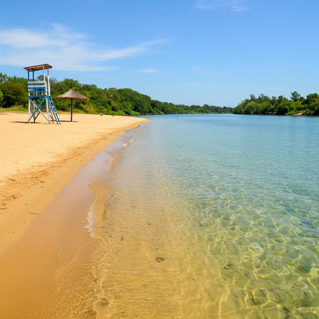 Clear shallow swimming waters at Playa Vieja in Bella Vista Argentina