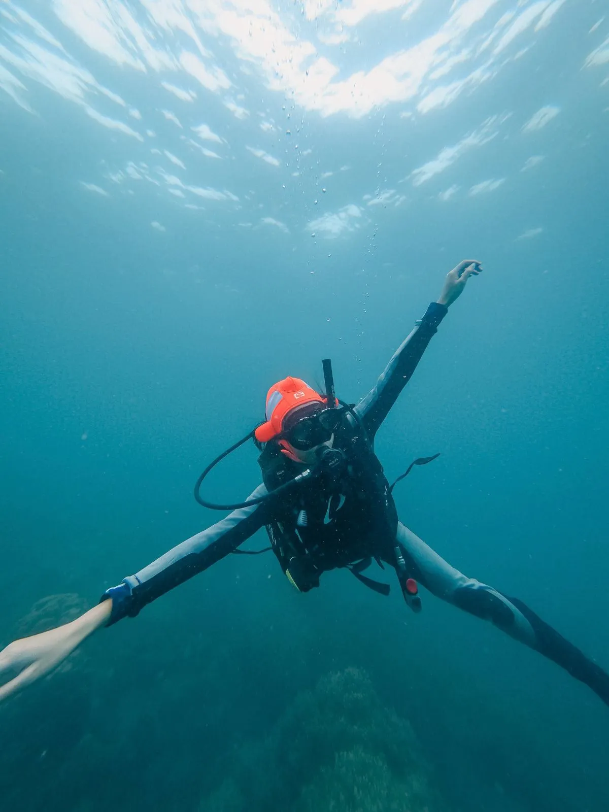 Underwater view of smooth granite rocks at Posse dive site in Verzasca Valley