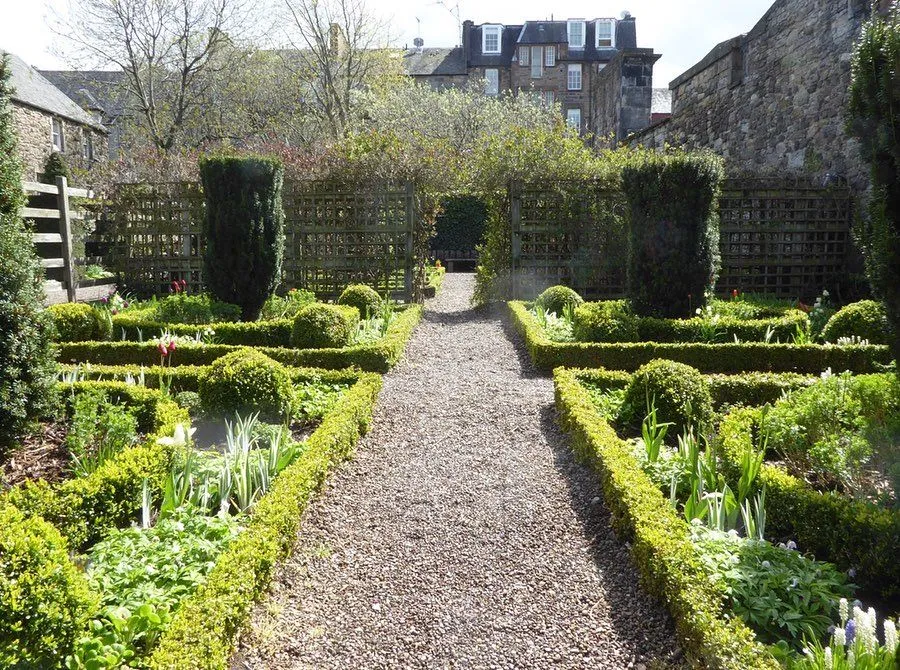 Peaceful courtyard garden at Sandeman House off the Royal Mile