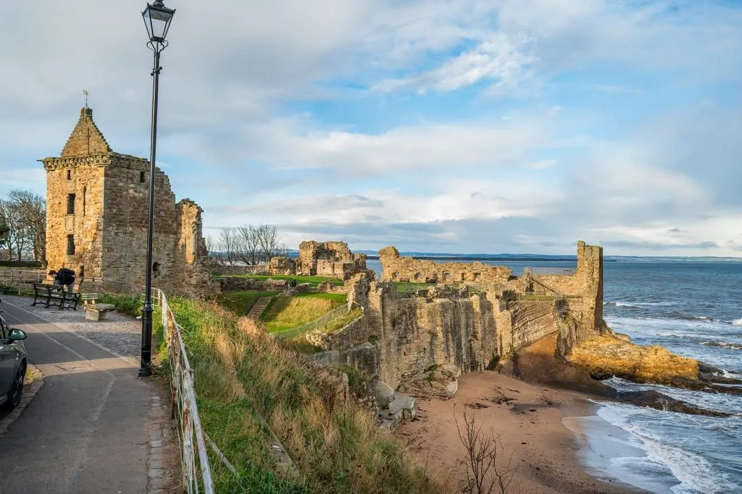 Historic St Andrews Castle ruins overlooking the ocean