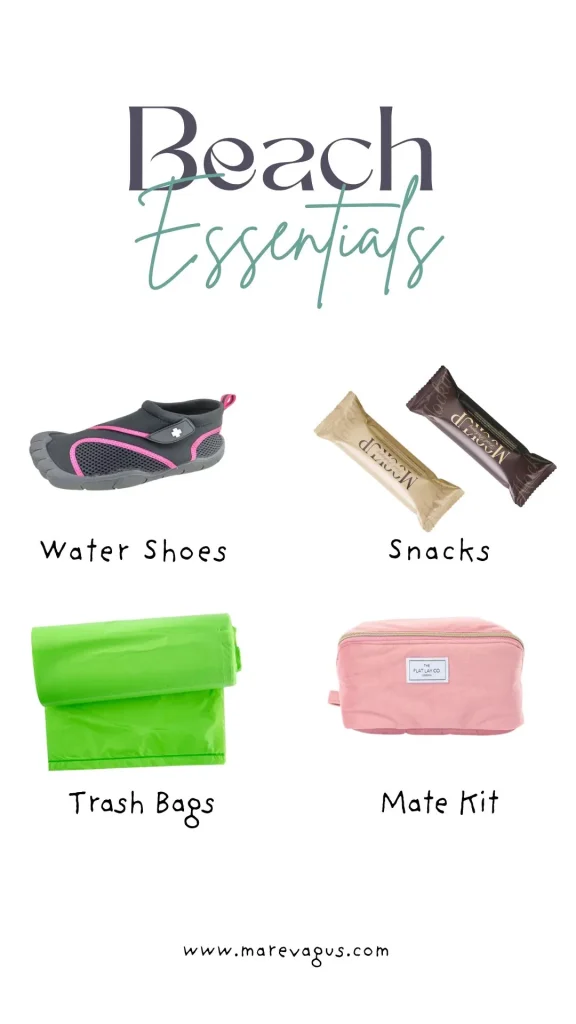 Eco-friendly beach essentials on the sand at Playa Vieja