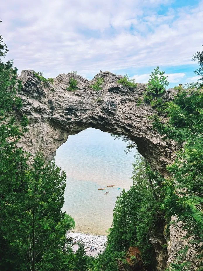 Limestone rock formations in the water of Lake Huron