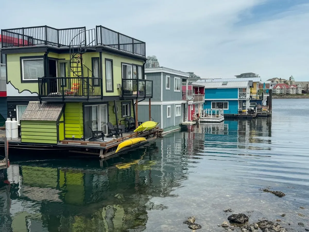 Colorful fishing boats docked in Victoria Harbour Dunbar