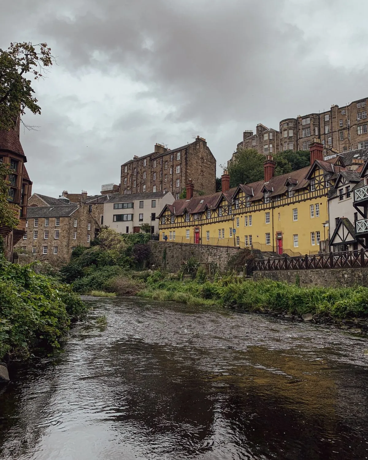 Scenic and shaded walking path along the Water of Leith