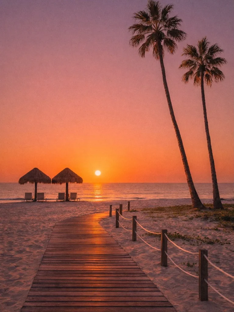 A quiet dirt path lined with tropical palm trees leading to Zen Beach in Sri Thanu, Koh Phangan.
